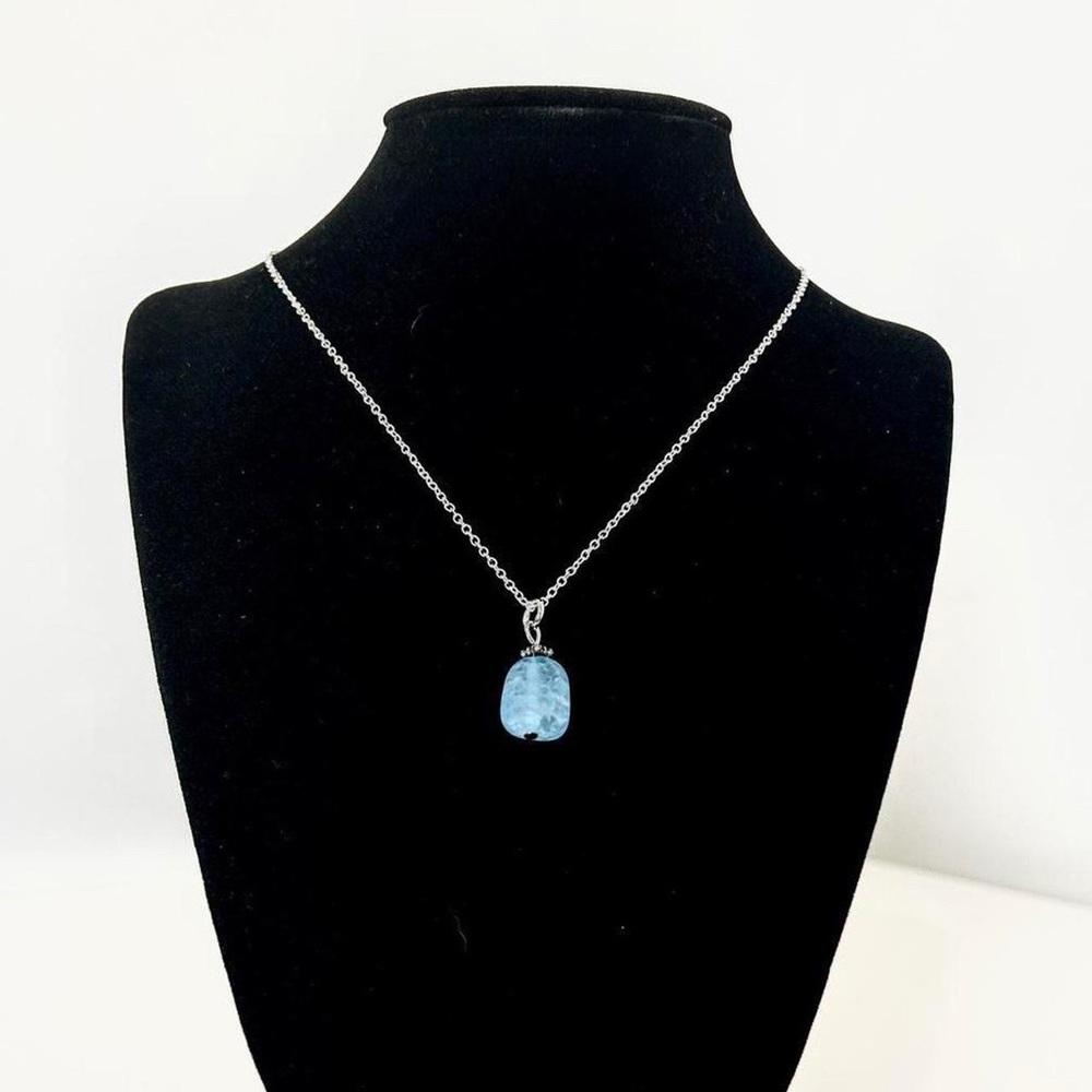 Reversible Sterling Silver Light Blue Stone Necklace